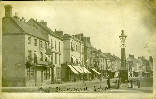 View of High Street east showing monument and TF Boughey memorial lamp.