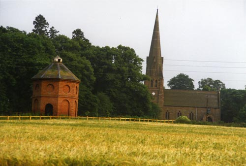 Chetwynd Park dovecote and church.
