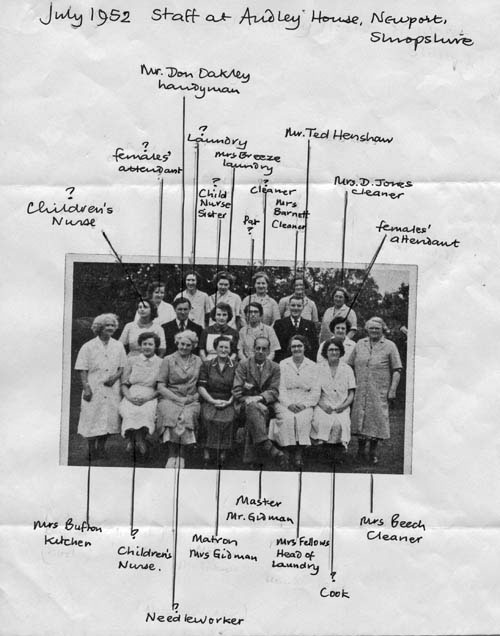 Audley House Staff in 1952 at Audley Avenue Welfare Hostel aka  from 1904 it was...