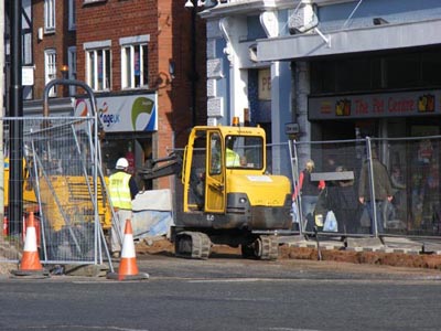 Work to Newport High Street pavements.