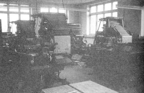 Inside the Newport Advertiser Printing Works.