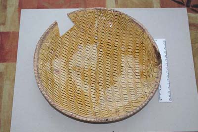 Reconstructed half of a large dish.