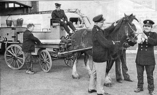 Newport's horse-drawn fire tender, last used in 1926 at Sutton, was being prepar...